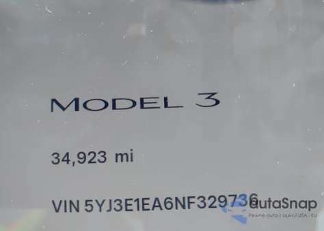 2022 Tesla Model 3 Rear-Wheel Drive z USA, uszkodzony, nr VIN 5YJ3E1EA6NF329736